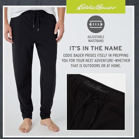Eddie Bauer Men’s Lounge Pants Black Size M NWOT Drawstring Side & Zipper Pocket - Picture 2 of 10